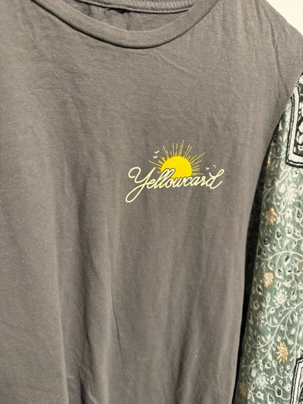 Custom Yellowcard Graphic Tee with Patterned Kimono Sleeves - Picture 4 of 6